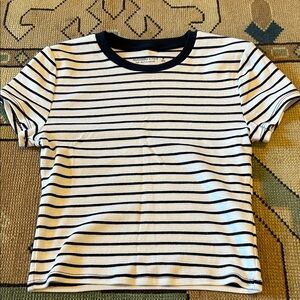 Abercrombie & Fitch Navy and White Striped Top